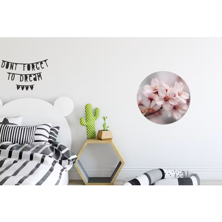 Bloesems - Meeldraden - Geel - Wazig Wandcirkel aluminium klein -kinderkamer