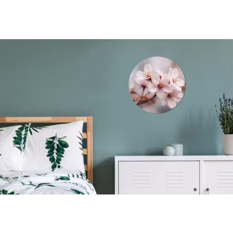 Bloesems - Meeldraden - Geel - Wazig Wandcirkel aluminium klein -slaapkamer