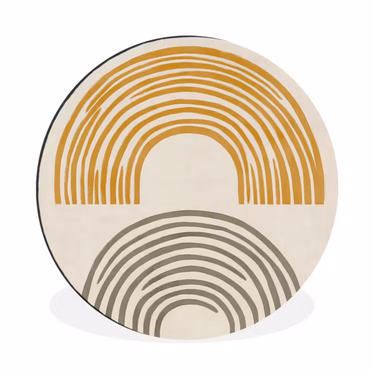 Bogen - Lijnen - Oranje - Minimalistisch Wandcirkel aluminium klein -3d