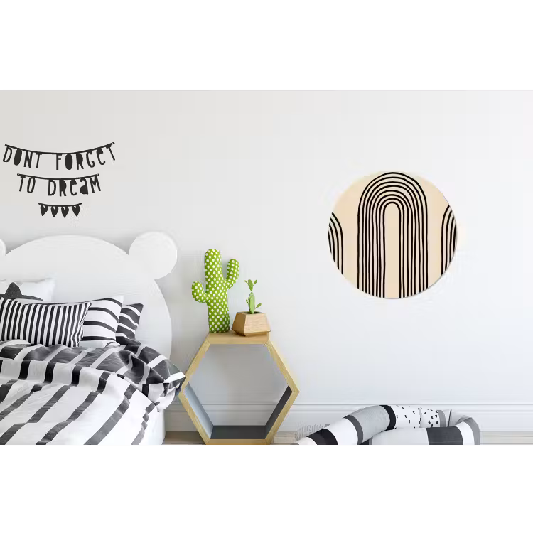 Boogvormen - Zwart - Strak Wandcirkel aluminium klein -kinderkamer
