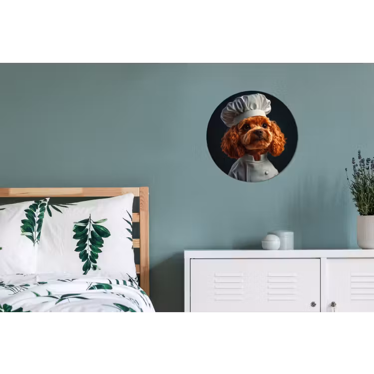 Bruin - Kok - Hondje Wandcirkel aluminium klein -slaapkamer