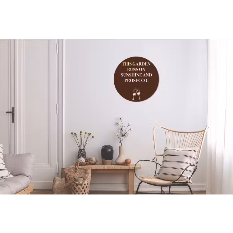 Bruin - Zomer - Quote - Drinken Wandcirkel aluminium klein -woonkamer