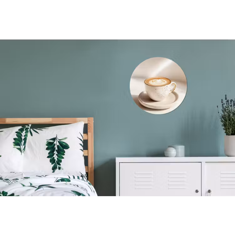 Cappuccino - Schuim - Schotel - Beige Wandcirkel aluminium klein -slaapkamer