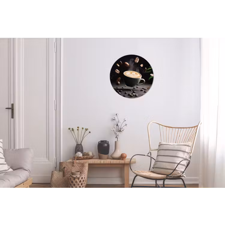 Cappuccino - Kop - Bonen - Bruin Wandcirkel aluminium klein -woonkamer