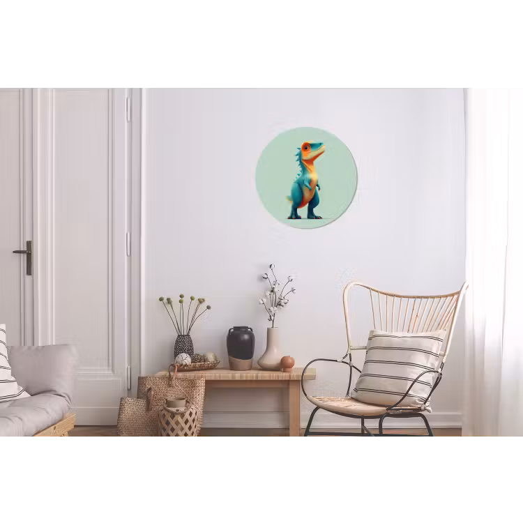 Cartoon - Dino - Oranje - Stekels Wandcirkel aluminium klein -woonkamer