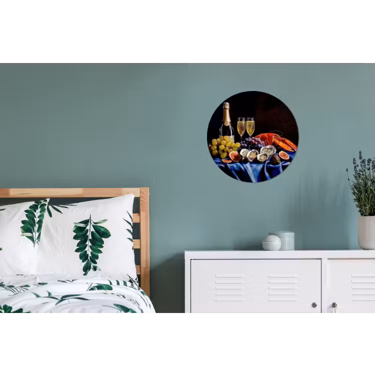 Champagne - Luxe - Oesters Wandcirkel aluminium klein -slaapkamer