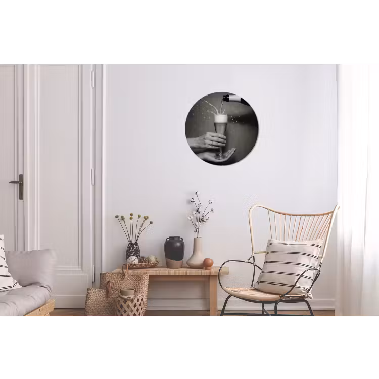 Champagnefles - Glas - Minimalistisch - Spetters Wandcirkel aluminium klein -woonkamer