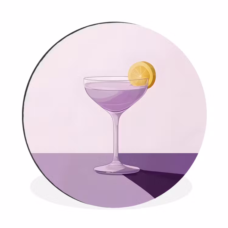 Cocktail - Paars - Minimalistisch - Citroen Wandcirkel aluminium klein -3d