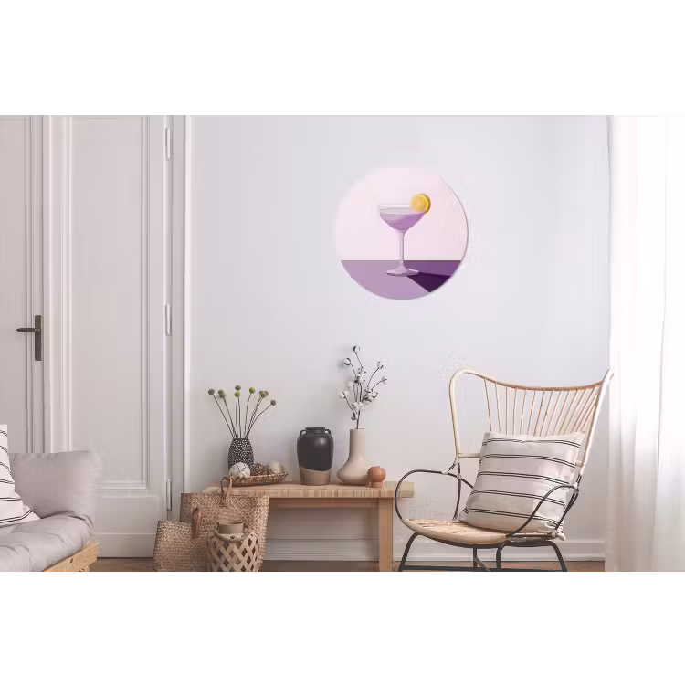 Cocktail - Paars - Minimalistisch - Citroen Wandcirkel aluminium klein -woonkamer