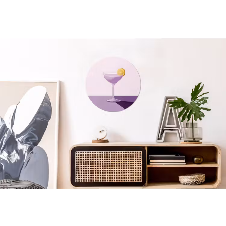 Cocktail - Paars - Minimalistisch - Citroen Wandcirkel aluminium klein -kantoor
