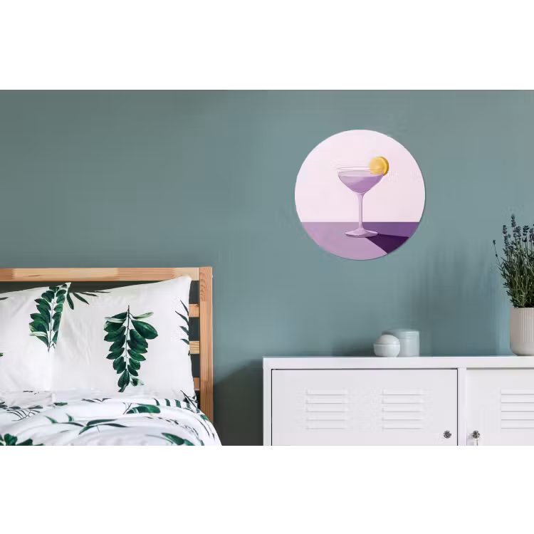 Cocktail - Paars - Minimalistisch - Citroen Wandcirkel aluminium klein -slaapkamer