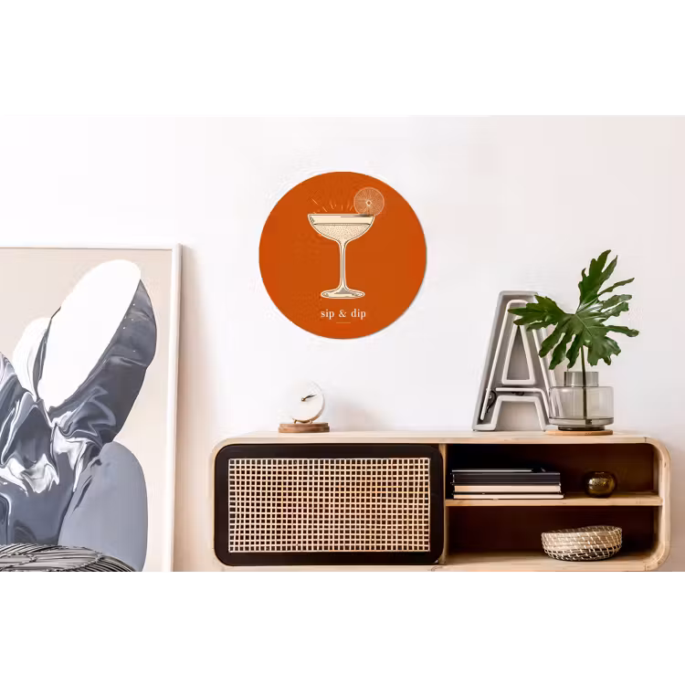 Cocktail - Oranje - Zomer - Quote Wandcirkel aluminium klein -kantoor