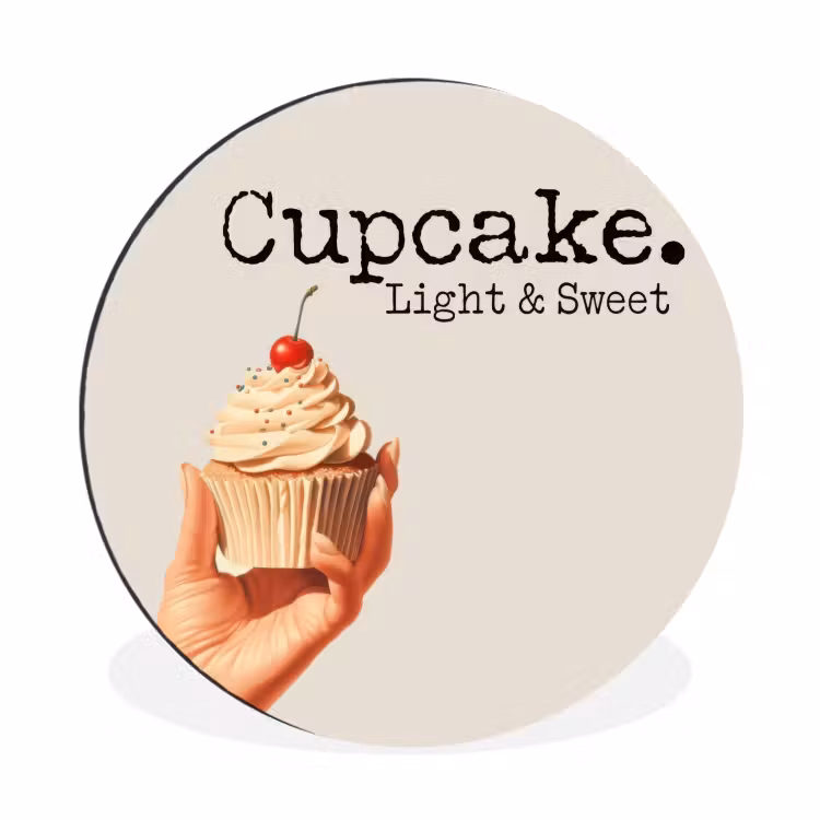 Cupcake - Zoet - Kers Wandcirkel aluminium klein -3d
