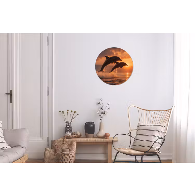 Dolfijnen - Zee - Realistisch Wandcirkel aluminium klein -woonkamer