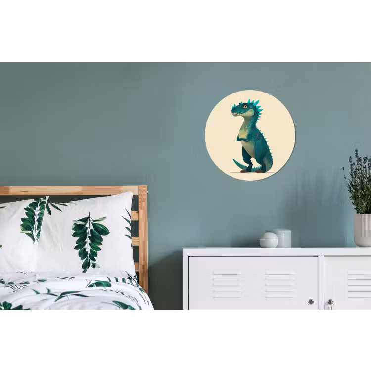 Dinosaurus - Turquoise - Stekels Wandcirkel aluminium klein -slaapkamer