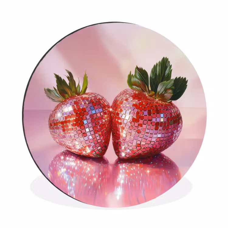 Disco - Fruit - Glitter - Strawberry Wandcirkel aluminium klein -3d