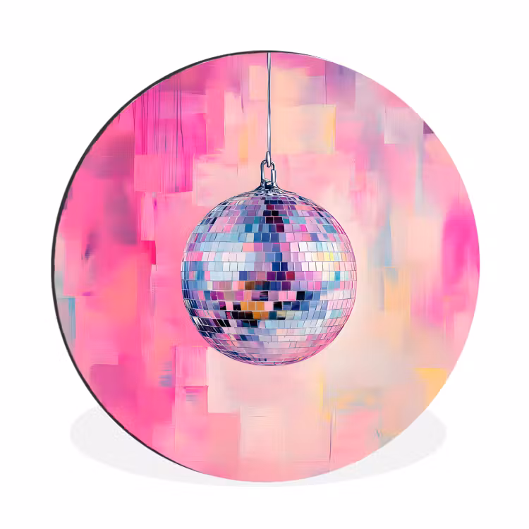 Discobal - Pink - Verf Wandcirkel aluminium klein -3d