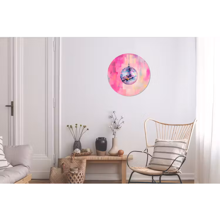 Discobal - Pink - Verf Wandcirkel aluminium klein -woonkamer