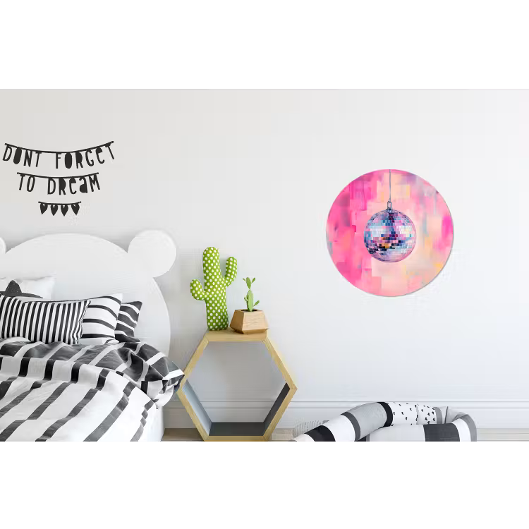 Discobal - Pink - Verf Wandcirkel aluminium klein -kinderkamer
