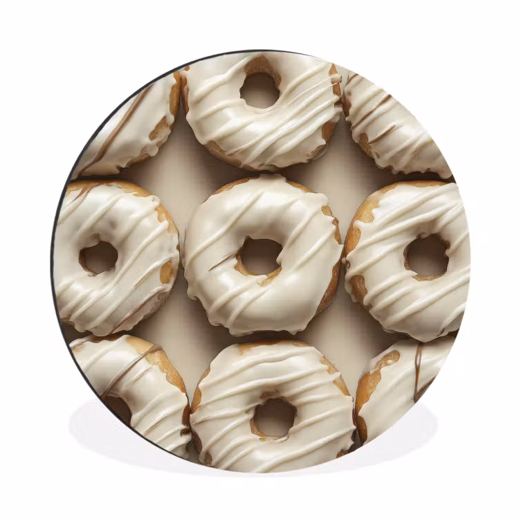 Donuts - Chocolade - Wit - Beige Wandcirkel aluminium klein -3d