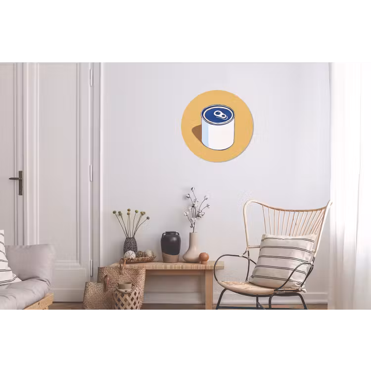 Blikje - Minimalistisch - Blauw - Illustratie Wandcirkel aluminium klein -woonkamer