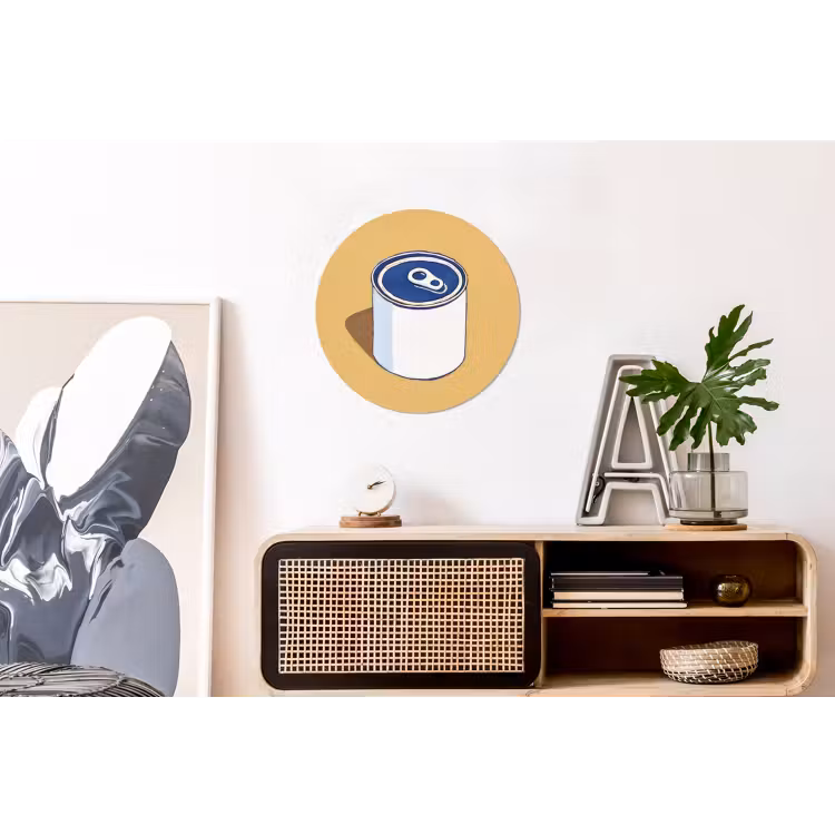 Blikje - Minimalistisch - Blauw - Illustratie Wandcirkel aluminium klein -kantoor