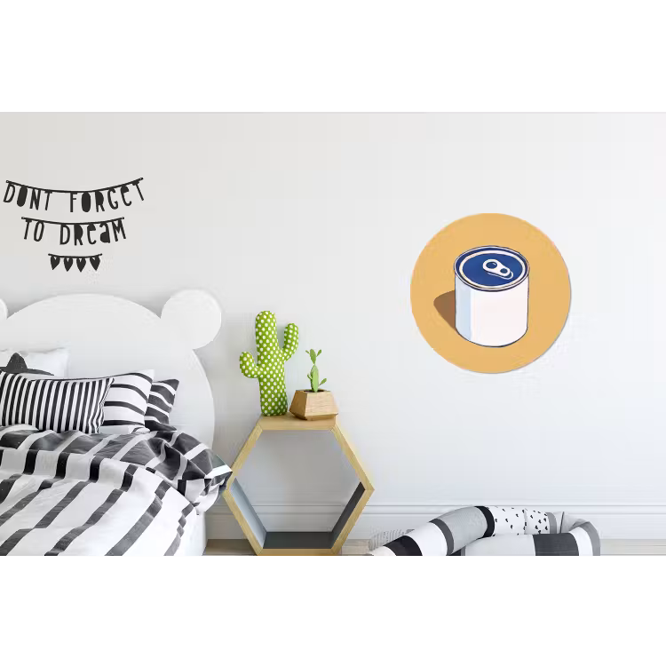 Blikje - Minimalistisch - Blauw - Illustratie Wandcirkel aluminium klein -kinderkamer