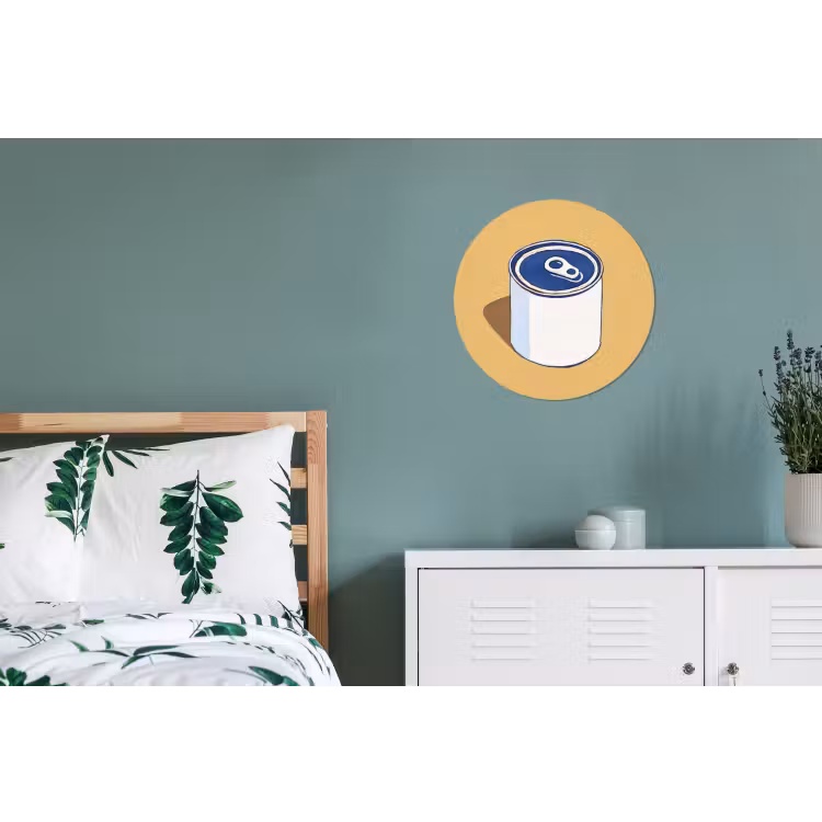 Blikje - Minimalistisch - Blauw - Illustratie Wandcirkel aluminium klein -slaapkamer