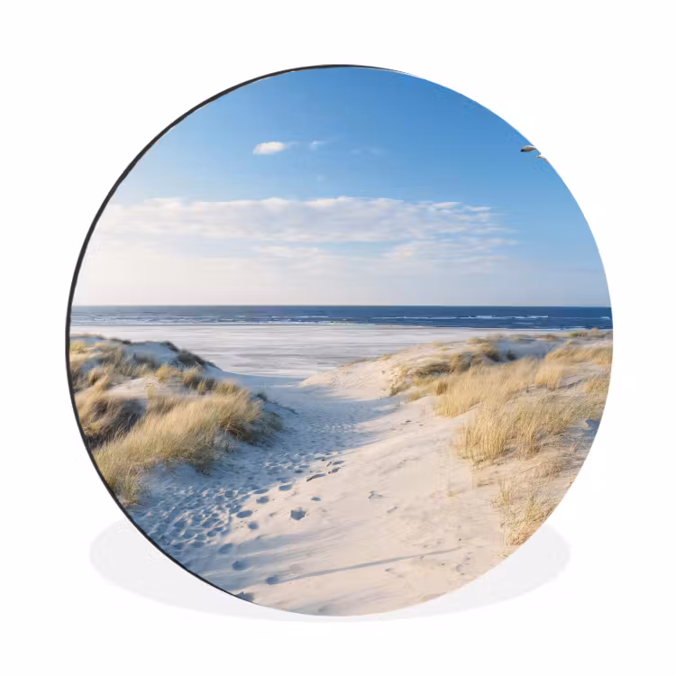 Duin - Meeuw - Strand - Zee - Zon Wandcirkel aluminium klein -3d