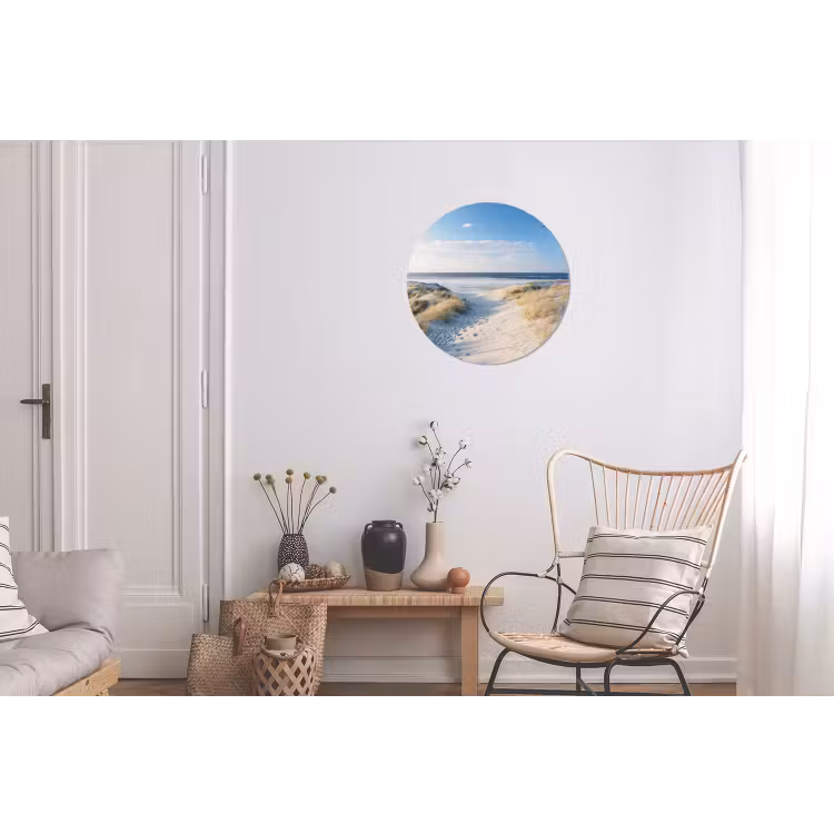 Duin - Meeuw - Strand - Zee - Zon Wandcirkel aluminium klein -woonkamer