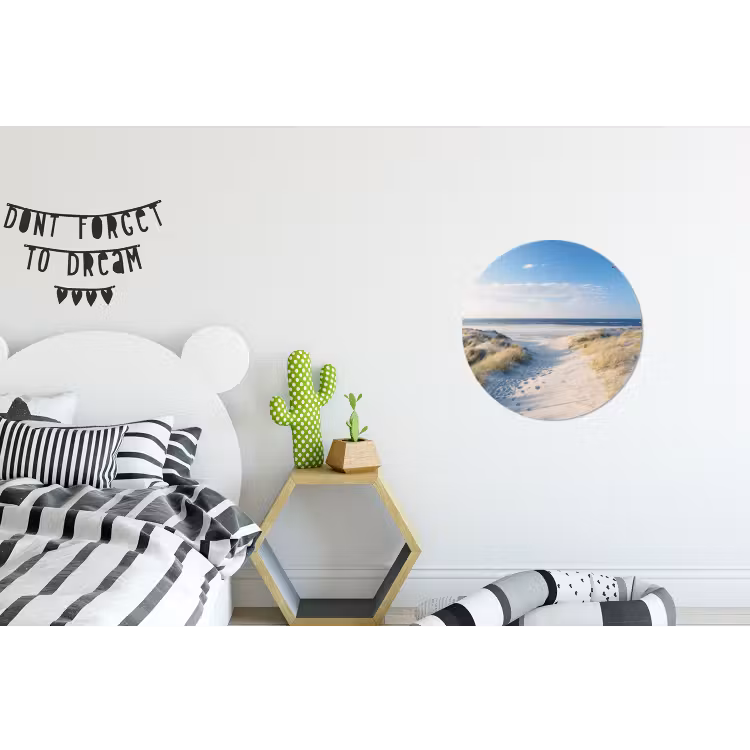 Duin - Meeuw - Strand - Zee - Zon Wandcirkel aluminium klein -kinderkamer