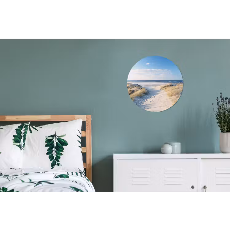 Duin - Meeuw - Strand - Zee - Zon Wandcirkel aluminium klein -slaapkamer