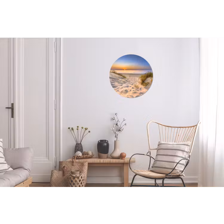 Duin - Zonsondergang - Horizon - Strand - Gras Wandcirkel aluminium klein -woonkamer