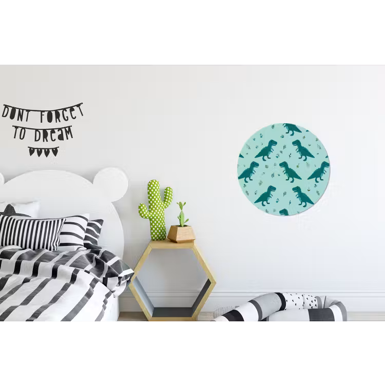 Donkergroen - Dinosaurussen - Afdrukken - Bladeren Wandcirkel aluminium klein -kinderkamer