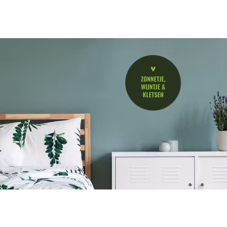 Donkergroen - Quote - Zon - Zomer Wandcirkel aluminium klein -slaapkamer