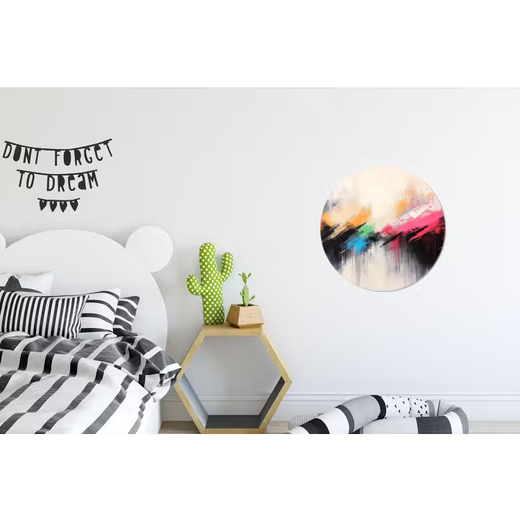 Dynamisch - Abstract - Kleurrijk - Zwart Wandcirkel aluminium klein -kinderkamer