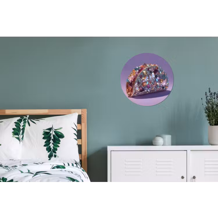 Edelstenen - Glitters - Paars - Kleurrijk Wandcirkel aluminium klein -slaapkamer