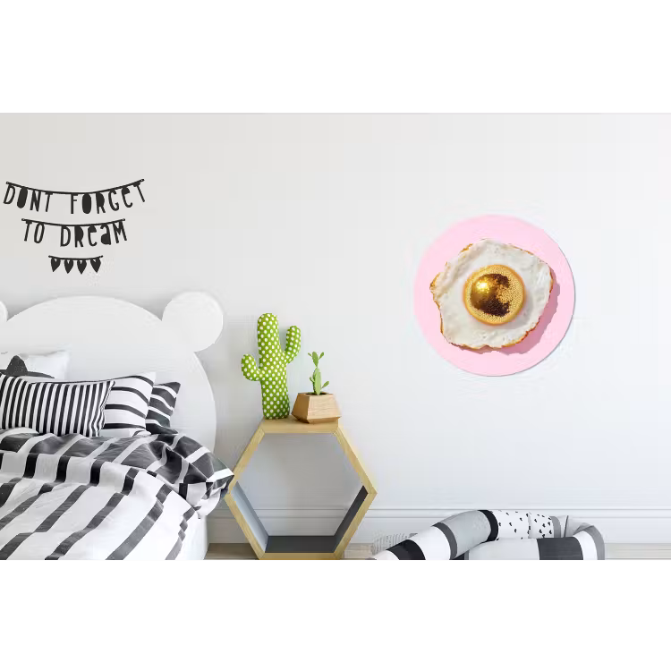 Ei - Disco - Ontbijt - Glitter Wandcirkel aluminium klein -kinderkamer