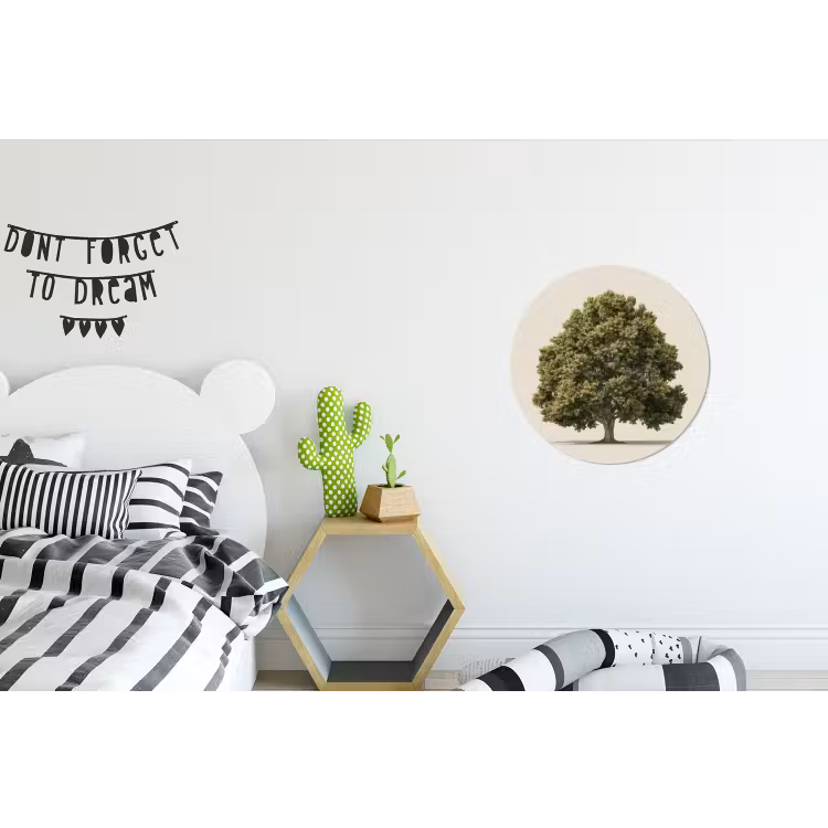 Eikenboom - Groen - Lichte achtergrond Wandcirkel aluminium klein -kinderkamer