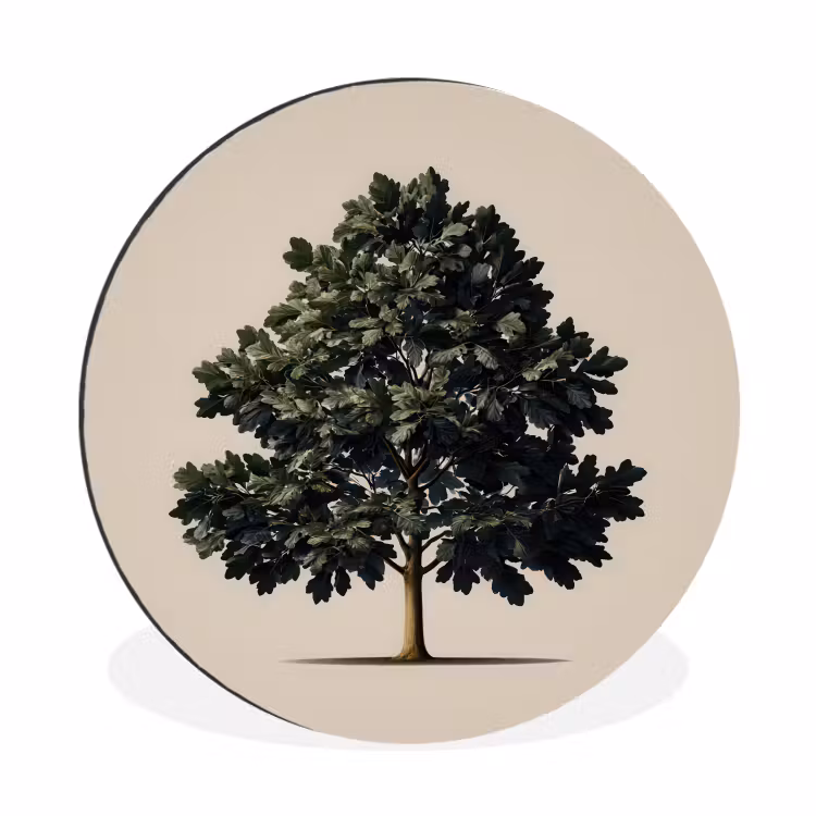 Eikenboom - Schaduw - Egaal Wandcirkel aluminium klein -3d