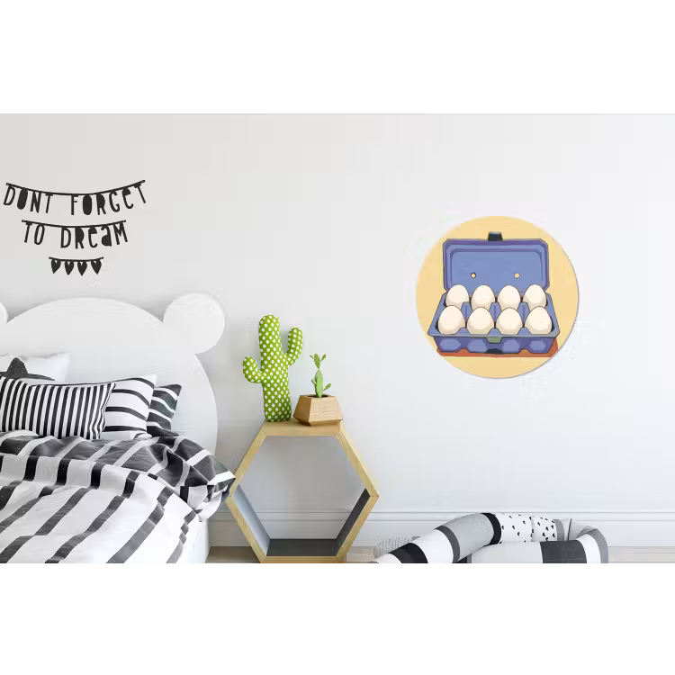 Eieren - Doos - Minimalistisch - Blauw Wandcirkel aluminium klein -kinderkamer