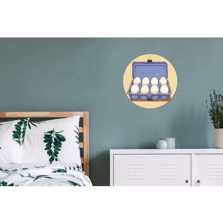 Eieren - Doos - Minimalistisch - Blauw Wandcirkel aluminium klein -slaapkamer
