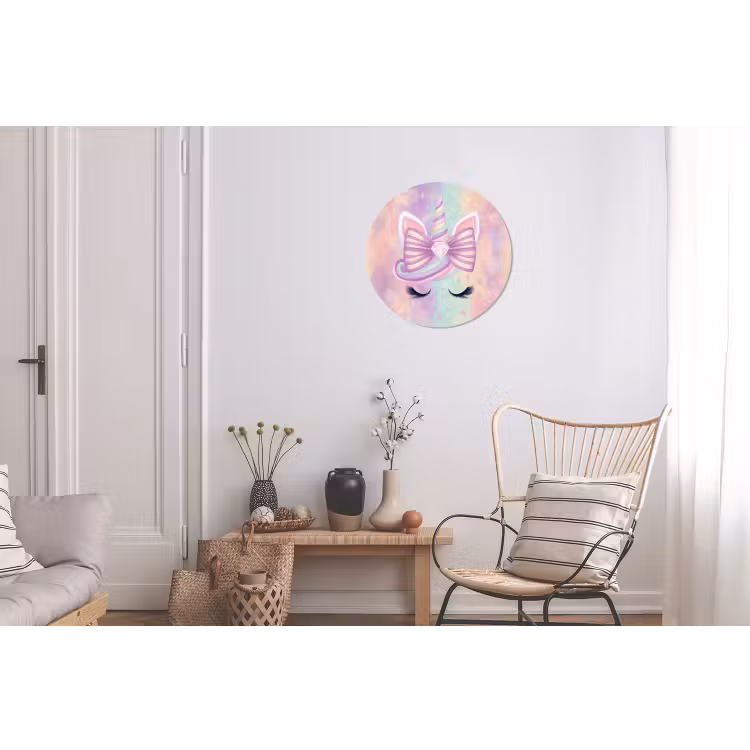 Eenhoorn - Glitters - Regenboog - Pastel Wandcirkel aluminium klein -woonkamer