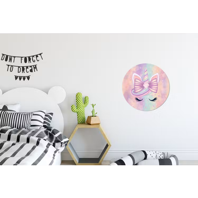 Eenhoorn - Glitters - Regenboog - Pastel Wandcirkel aluminium klein -kinderkamer