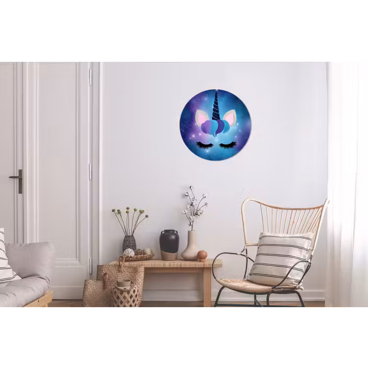 Eenhoorn - Sterren - Magisch - Blauw Wandcirkel aluminium klein -woonkamer