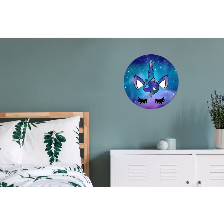 Eenhoorn - Sterrenhemel - Ster - Blauw Wandcirkel aluminium klein -slaapkamer