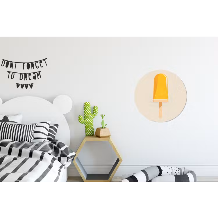 Oranje - Stokje - Waterijsje Wandcirkel aluminium klein -kinderkamer