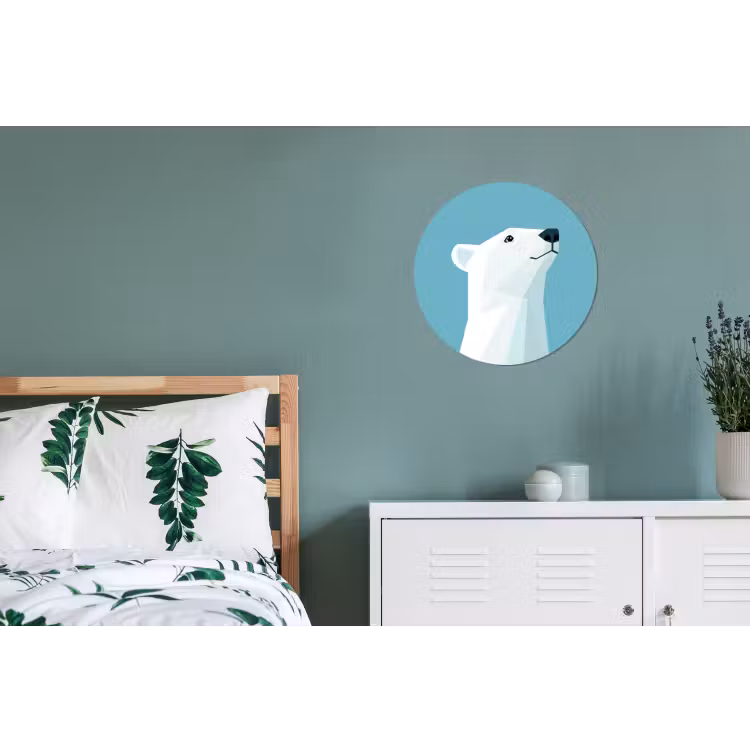 Ijsbeer - Lichtblauw - Minimalistisch Wandcirkel aluminium klein -slaapkamer
