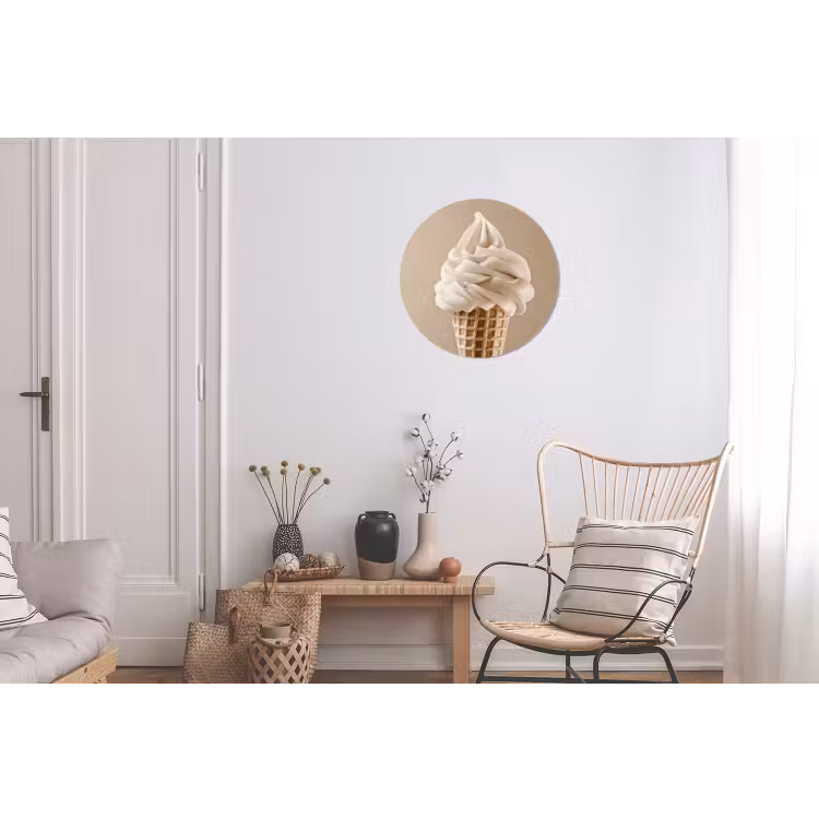 IJs - Softijs - Romig - Hoorntje - Beige Wandcirkel aluminium klein -woonkamer