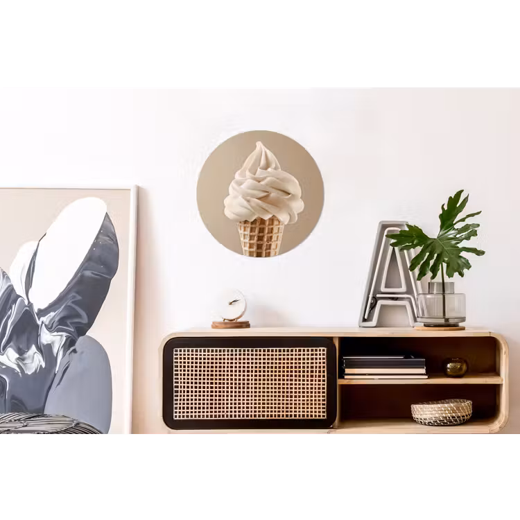 IJs - Softijs - Romig - Hoorntje - Beige Wandcirkel aluminium klein -kantoor